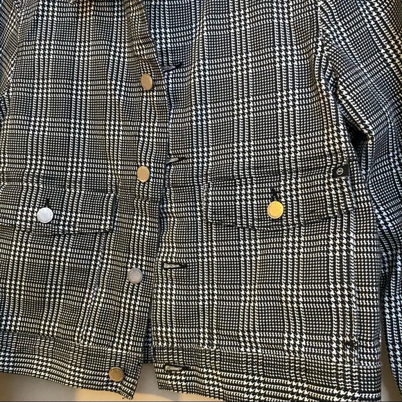 AG Adriano Goldschmied Evonne Black White Houndstooth Denim Jacket Size Small - Picture 2 of 6